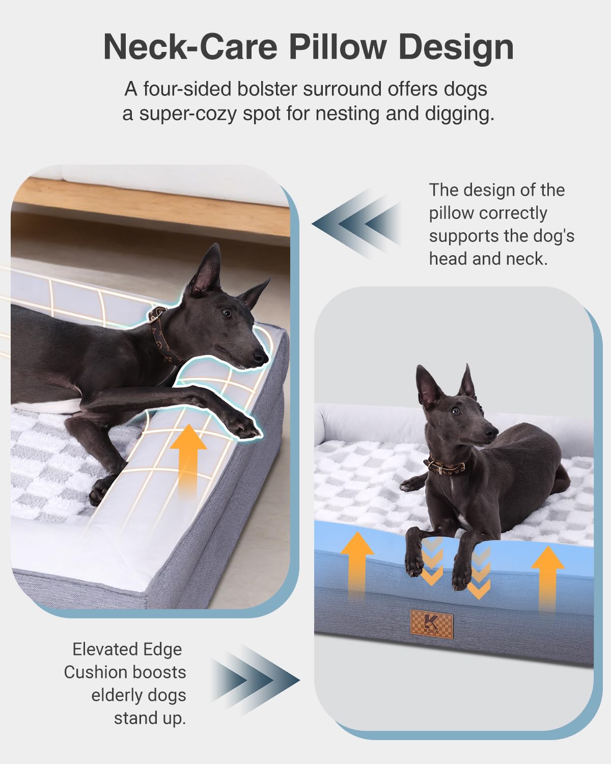 KSIIA Grand Lit Chien gaine imperméable protège le noyau mémoire.