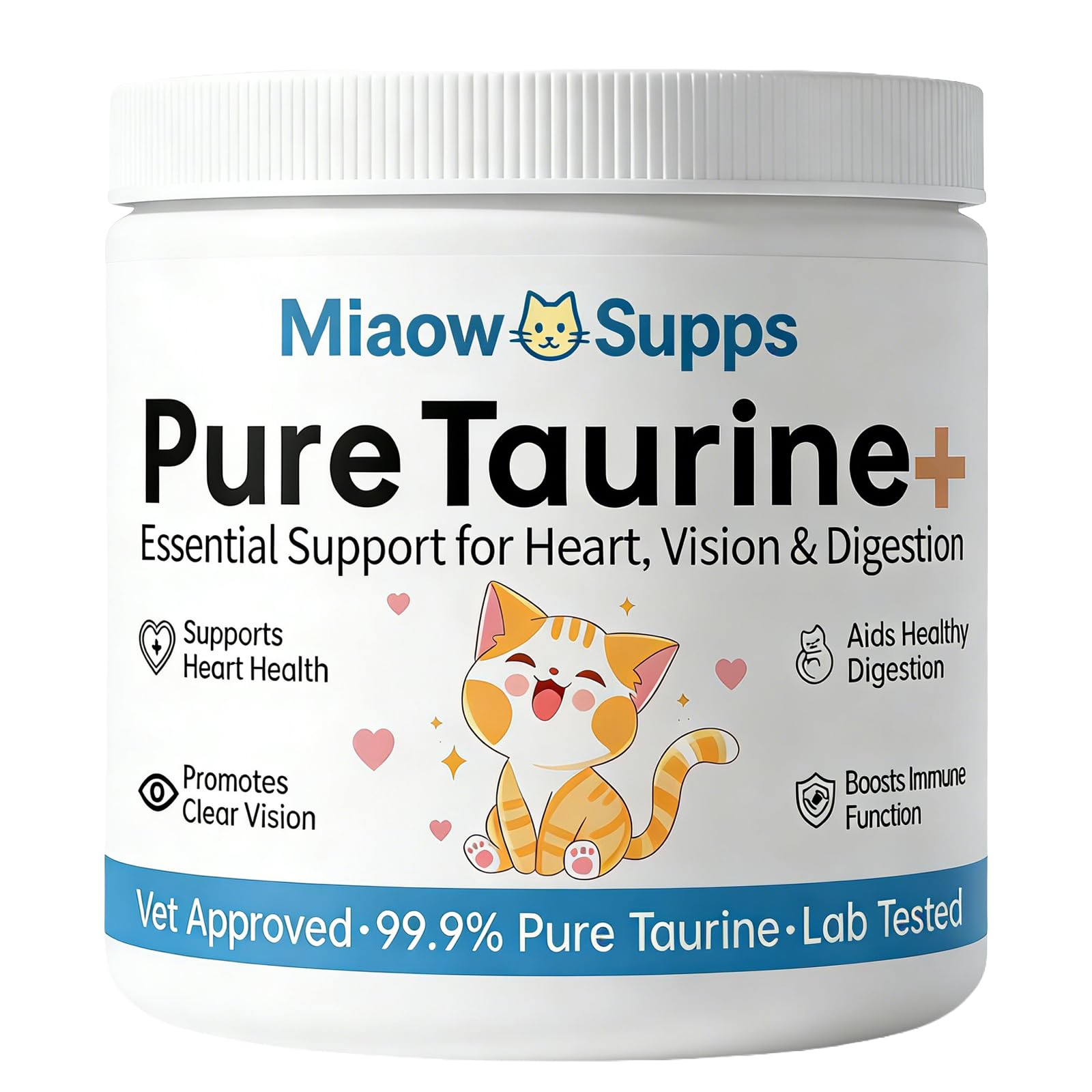 Miaow Supps Taurine Chat : poudre taurine pour soutenir le cœur et la vitalité.