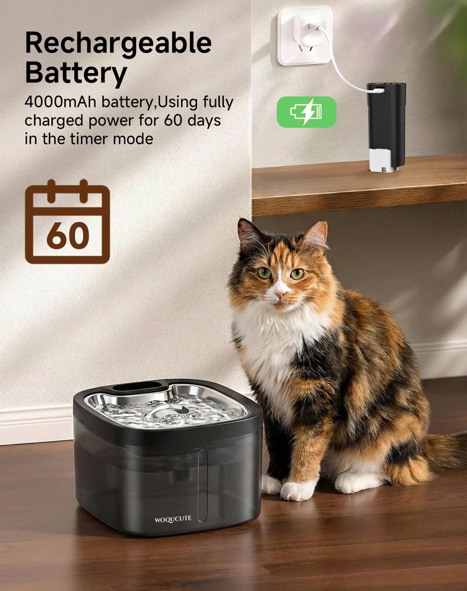 Ksuefao Fontaine Chat led-alerte: indique réapprovisionnement ou recharge.
