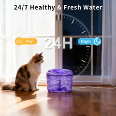 Ksuefao fontaine-chat violet, fenêtre de niveau d'eau facile à surveiller.