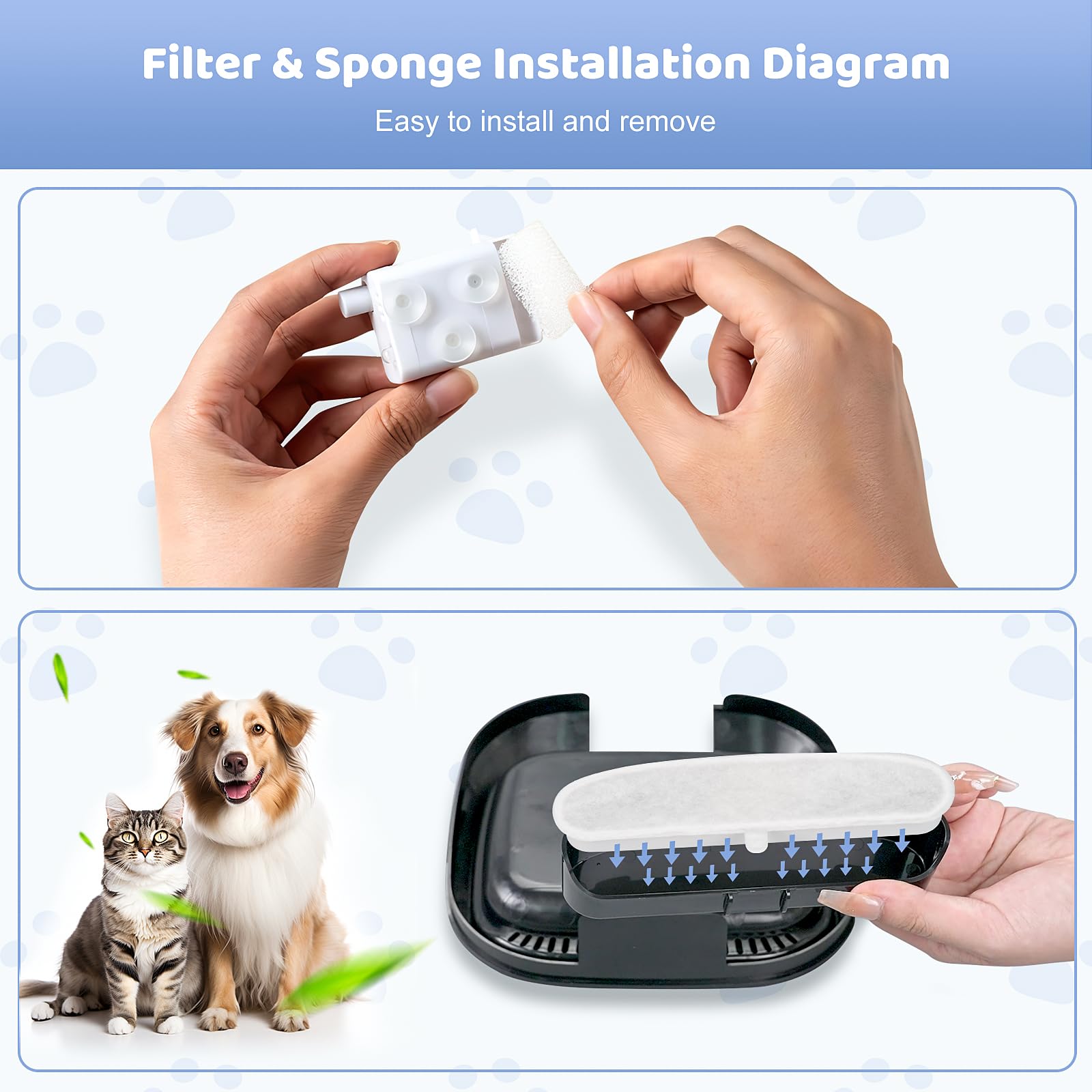 KTNAid filtration eau fontaine chat FT999, eau plus limpide et agréable.