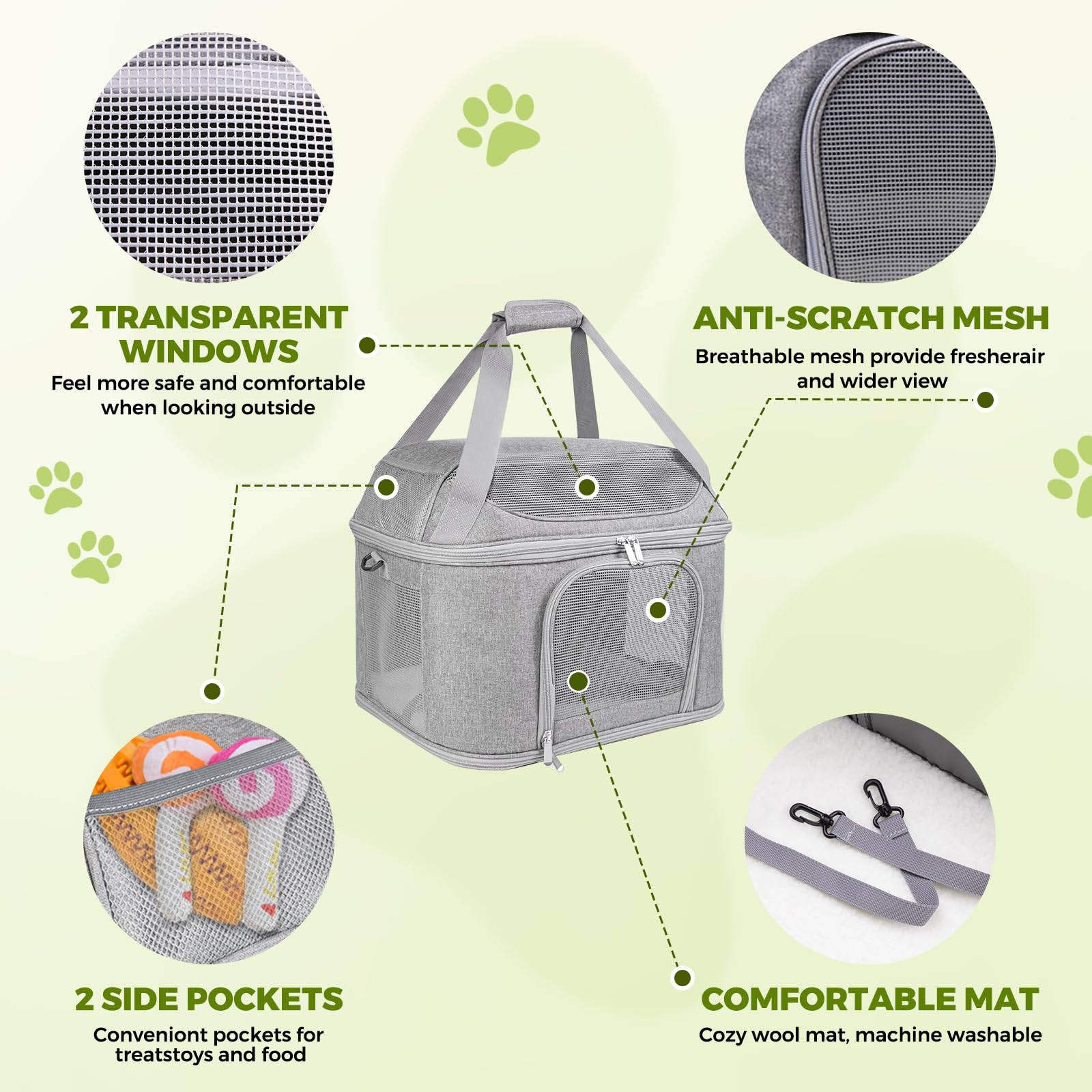 Récipient alimentaire pliable intégré au porte-petit-animal KTSOLRA pour les collations.