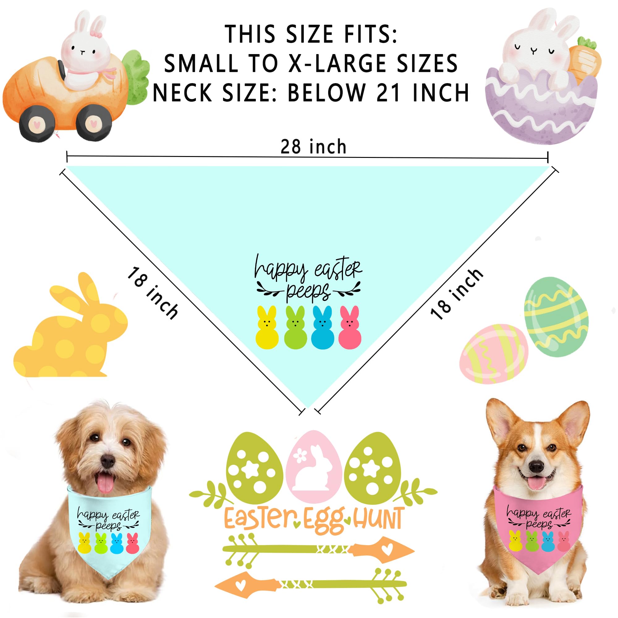 Bandana Kunovate pour chien, vue arrière, tenue festive pour Pâques.