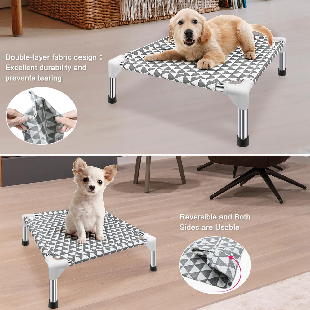 Kuntrust lit chien double couche en tissu, durabilité et reversibilité.