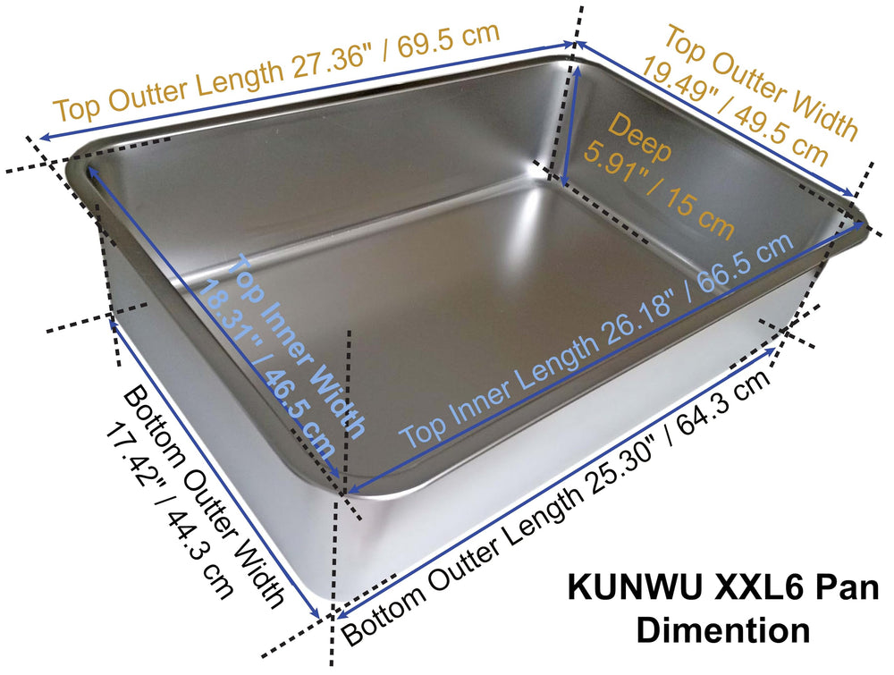 Litière KUNWU acier inoxydable XXL, durable, résiste à la corrosion.