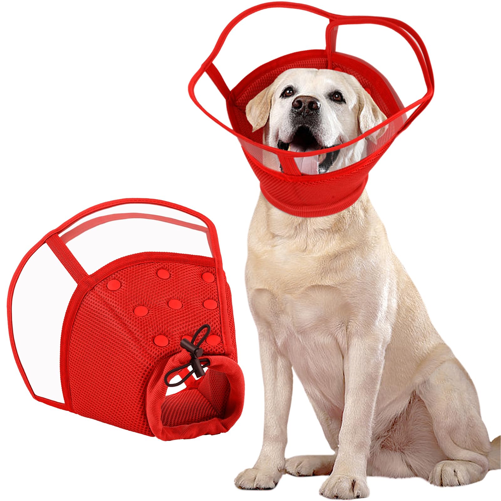 Kuoser collier-cone pour chien grand après chirurgie, rouge et protecteur.