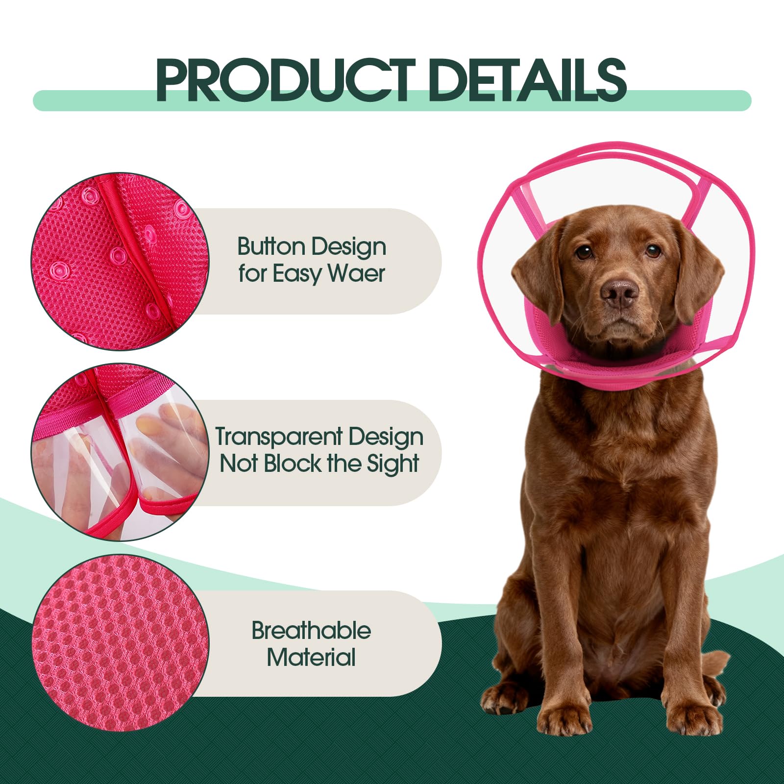 Kuoser collier conique doux pour chien facile à nettoyer après utilisation.