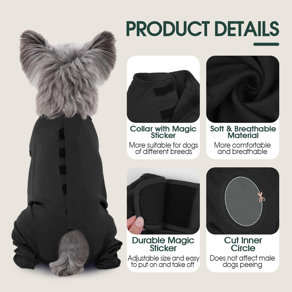 Kuoser combinaison récupération chien fermetures autocollantes magiques, facilité de mise et vérification des plaies.