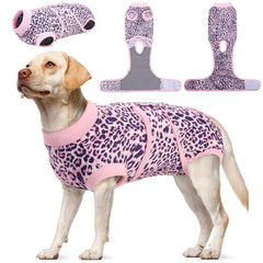 Kuoser combinaison récupération chien rose, vue de face, confort doux après chirurgie.
