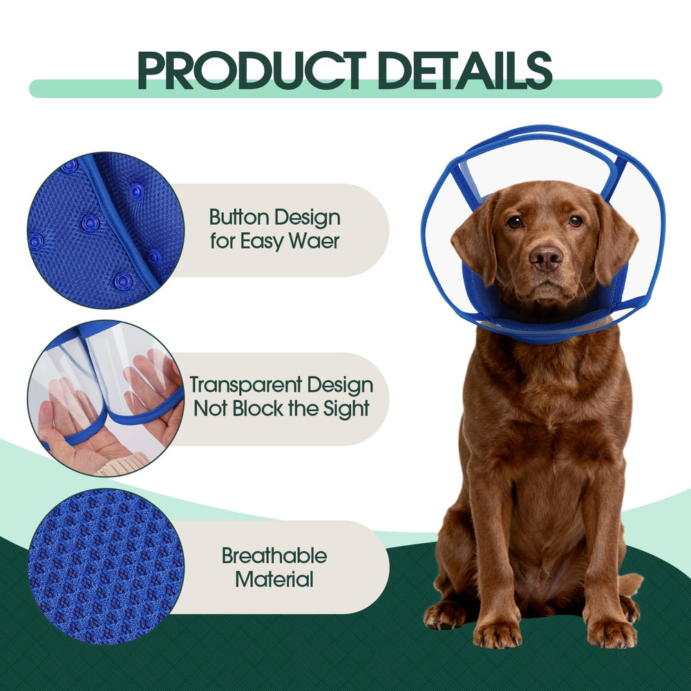 Kuoser collier cône chien grand bleu – fermeture ajustable évite les glissements.