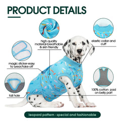 Kuoser costume-chien chirurgie bleu, gros plan sur le tissu élastique et doux