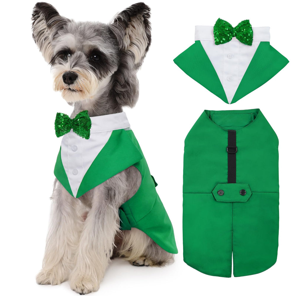 Kuoser costume smoking chien Saint-Patrick vue avant, allure chic pour parade canines