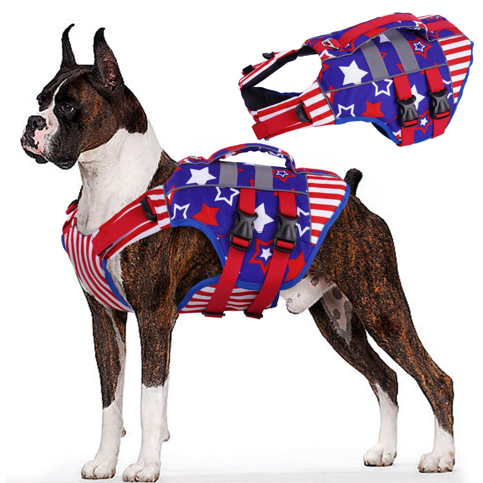 Kuoser XXL gilet de vie chien avec flottabilité élevée pour natation sécurisée.