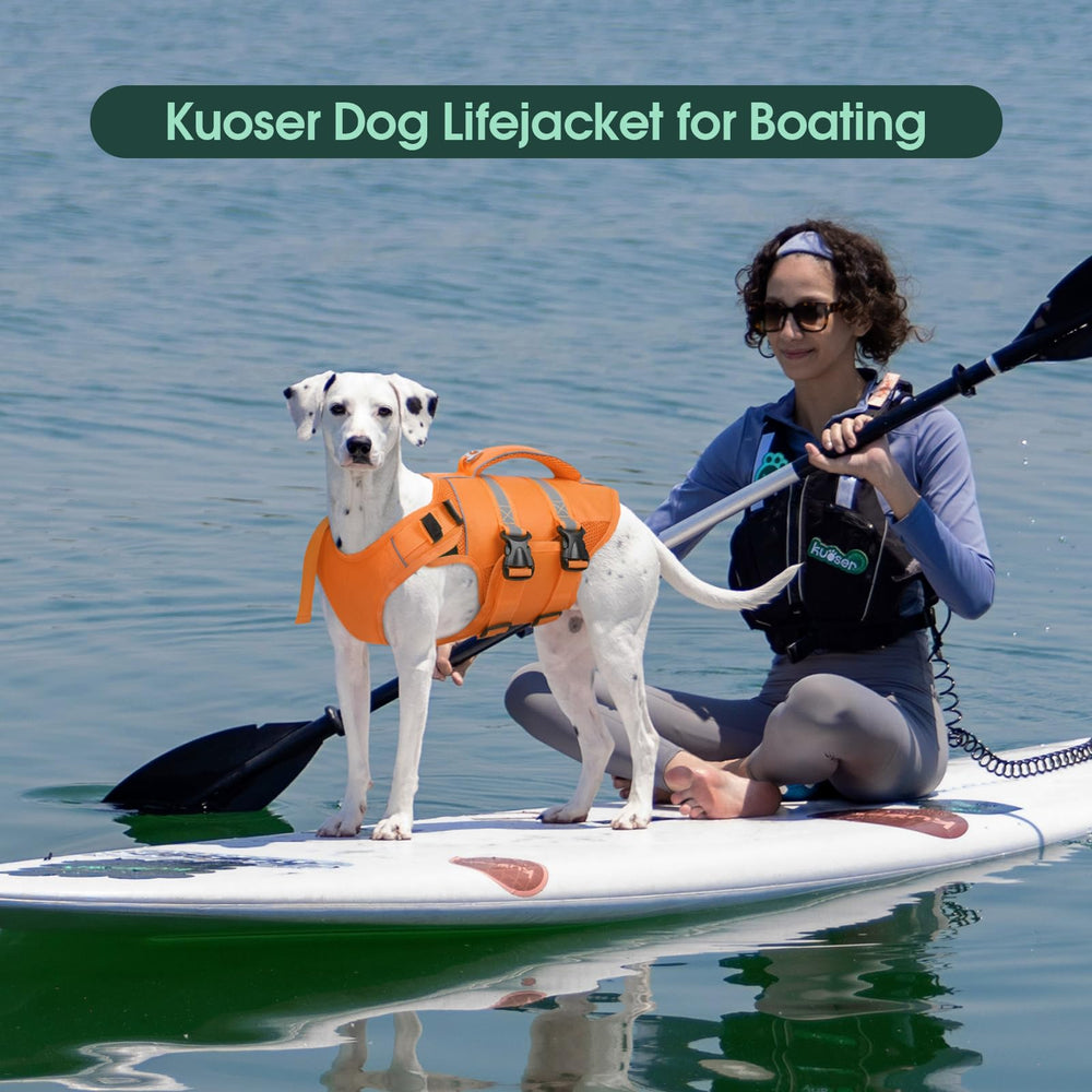 Kuoser gilet-natation-chien-avec-poignee: facile à enfiler et à retirer.