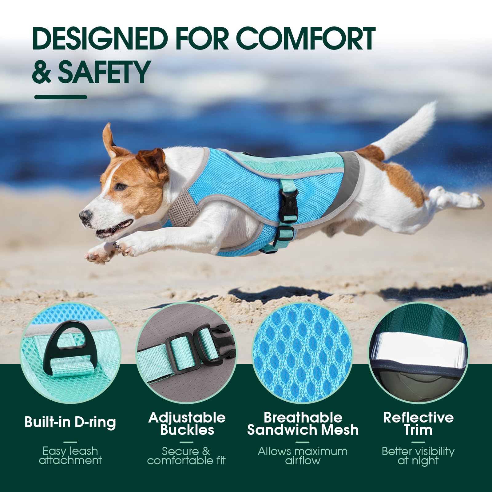 Kuoser gilet-refroidissant chien dos-ventilation améliore le flux d’air pendant les balades chaudes.