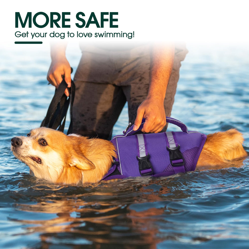 Kuoser gilet sauvetage chien, anneau en D pour laisse et contrôle.