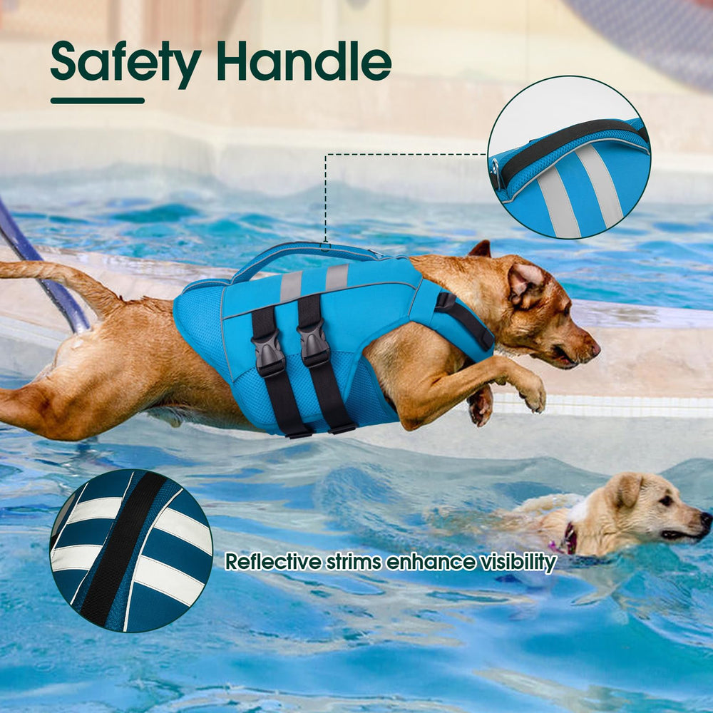 Kuoser gilet sauvetage chien XXL, poignée supérieure facilitant le secours.