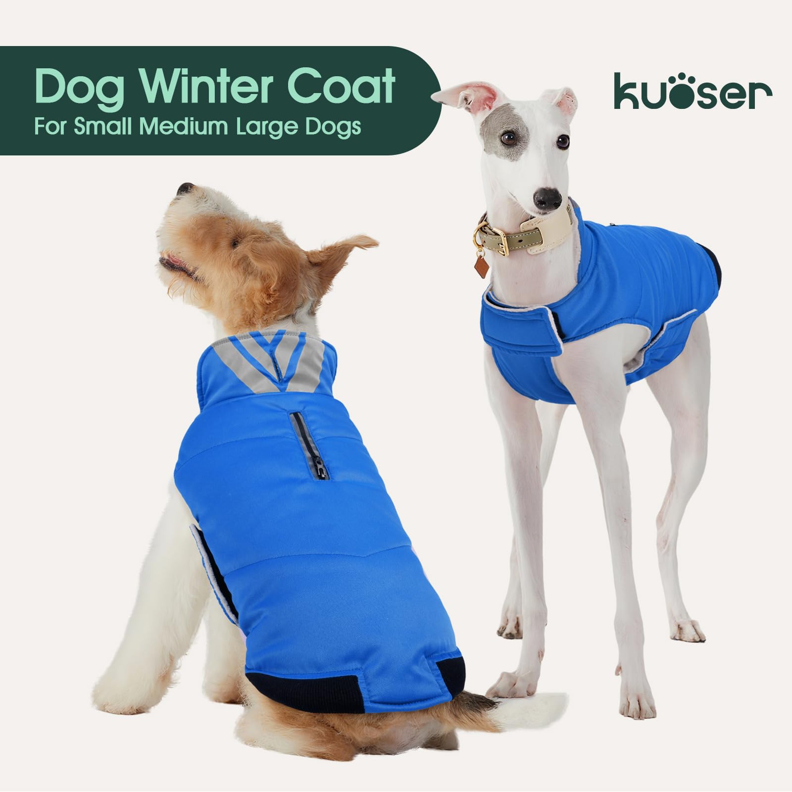 Kuoser manteau chien bleu 2XL — doublure polaire chaude pour le confort