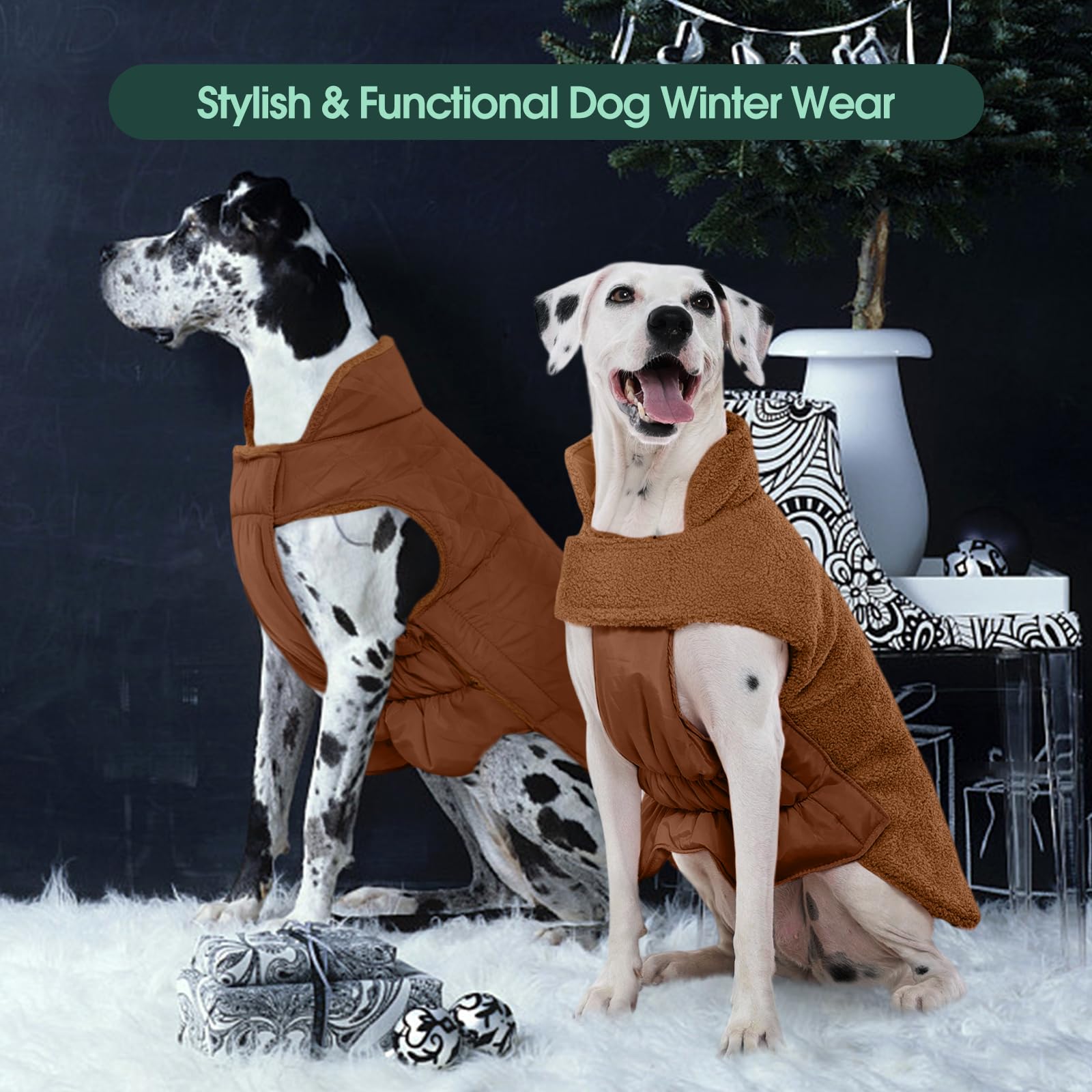 Kuoser manteau chien détail premium ecusson cuir queue – style soigné.