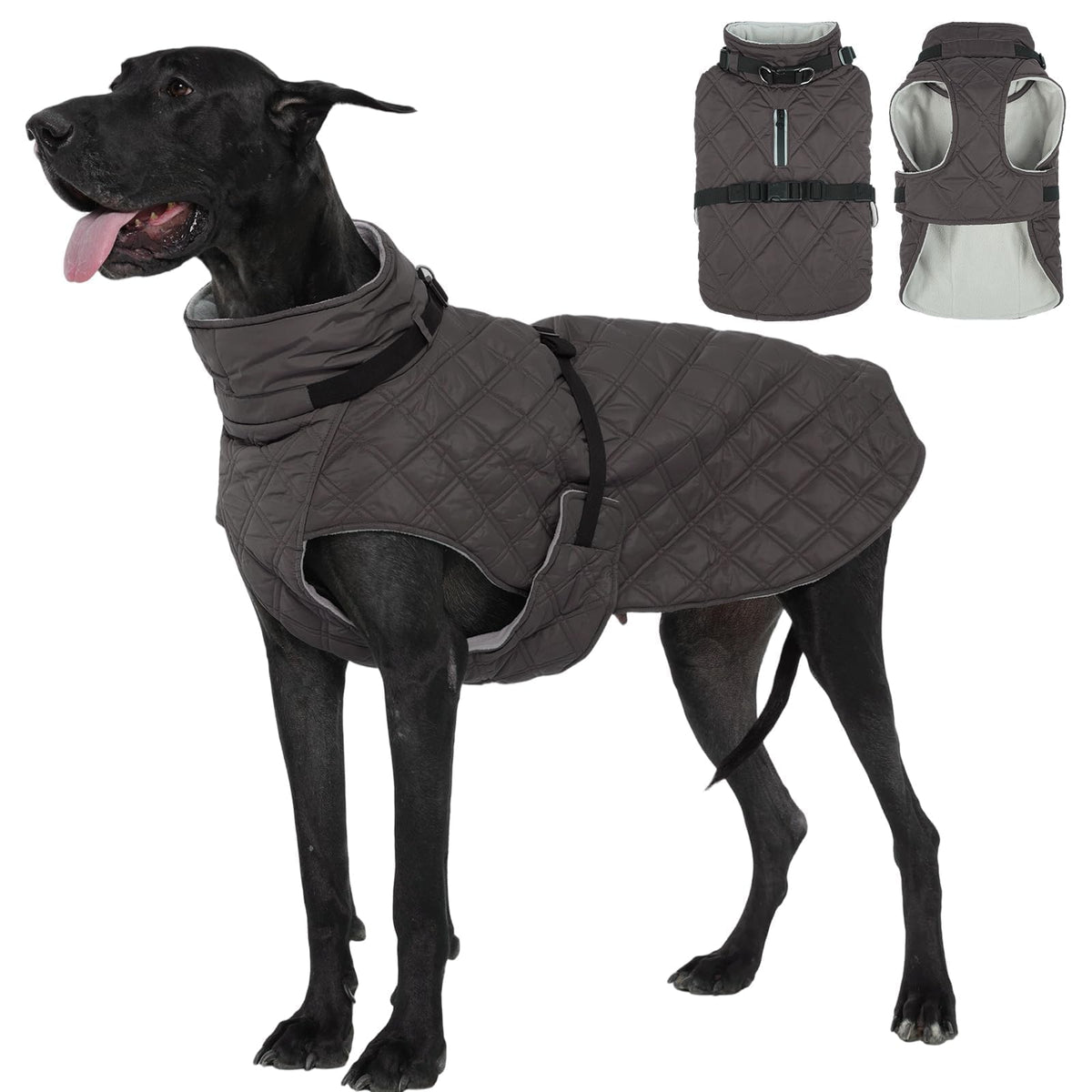 Kuoser manteau chien avec doublure polaire, confort thermique pour sorties hivernales.