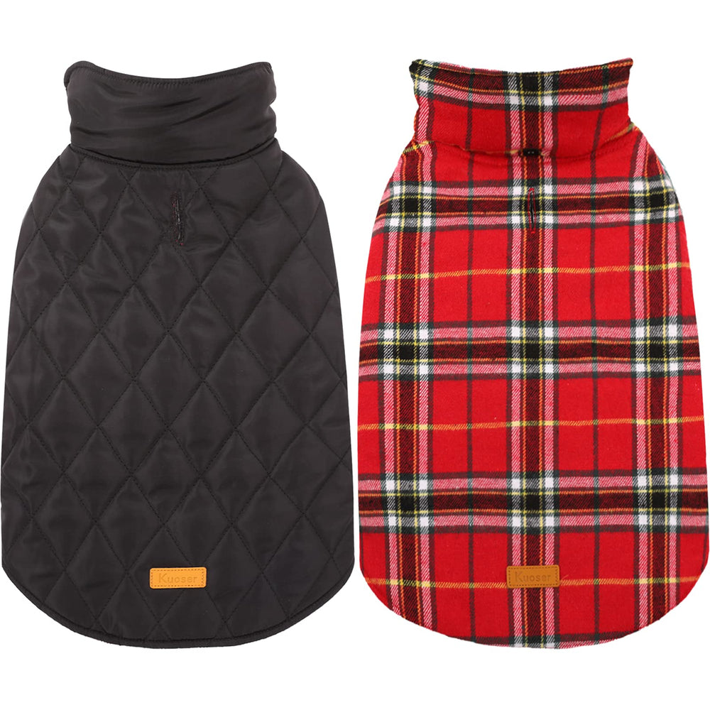 Kuoser manteau imperméable rouge pour chien, vue de face, protège contre pluie et vent.