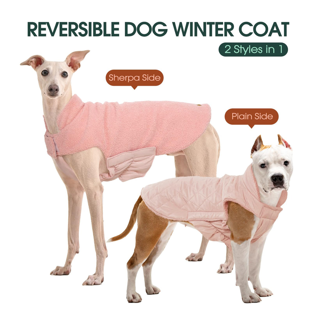 Kuoser manteau chien imperméable quilté rose, protection contre pluie et neige.