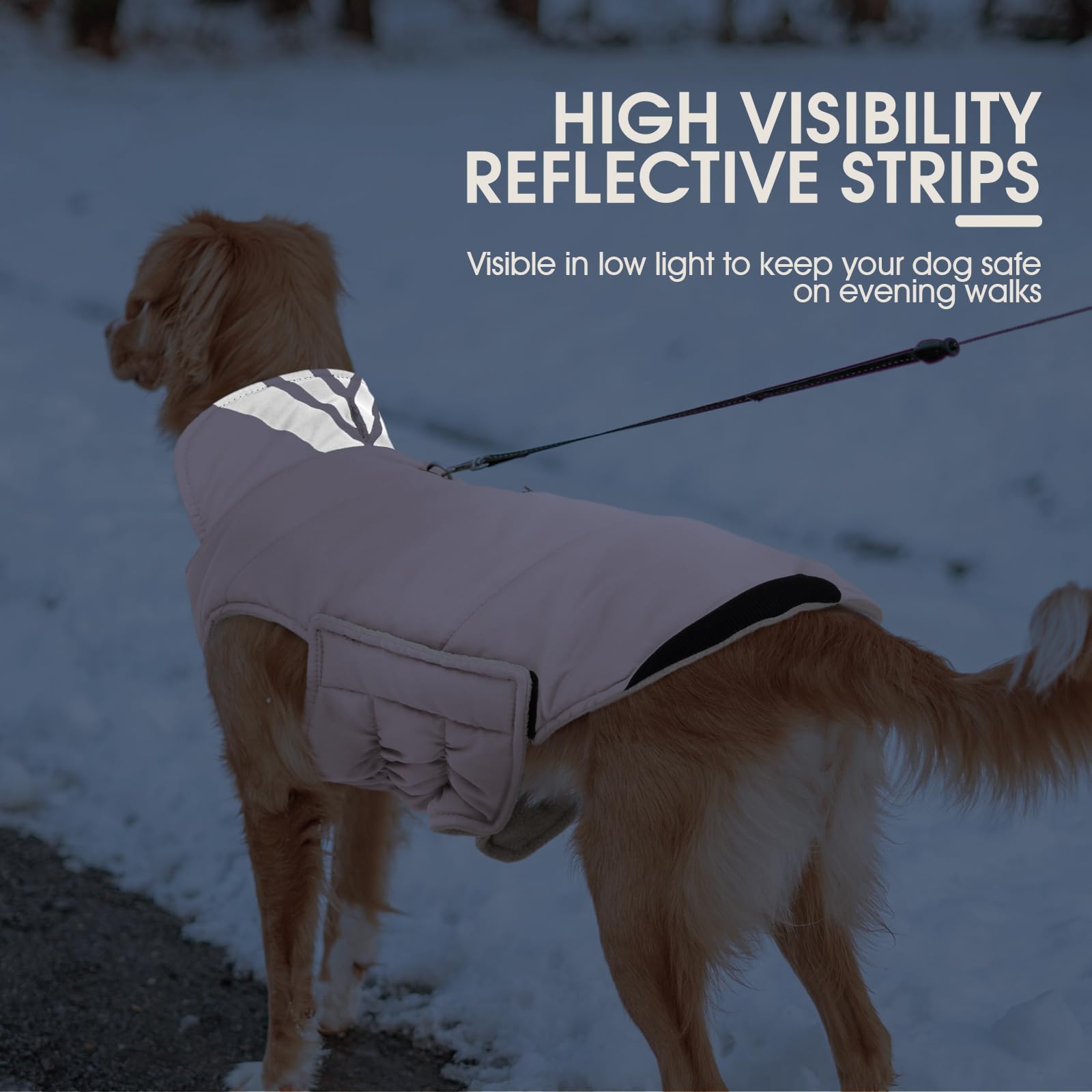 Manteau Kuoser pour chien, rayures réfléchissantes pour visibilité nocturne.