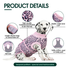 Kuoser survêtement chirurgie chien rose leopard, matière élastique, facilité de mouvement durant la récupération.