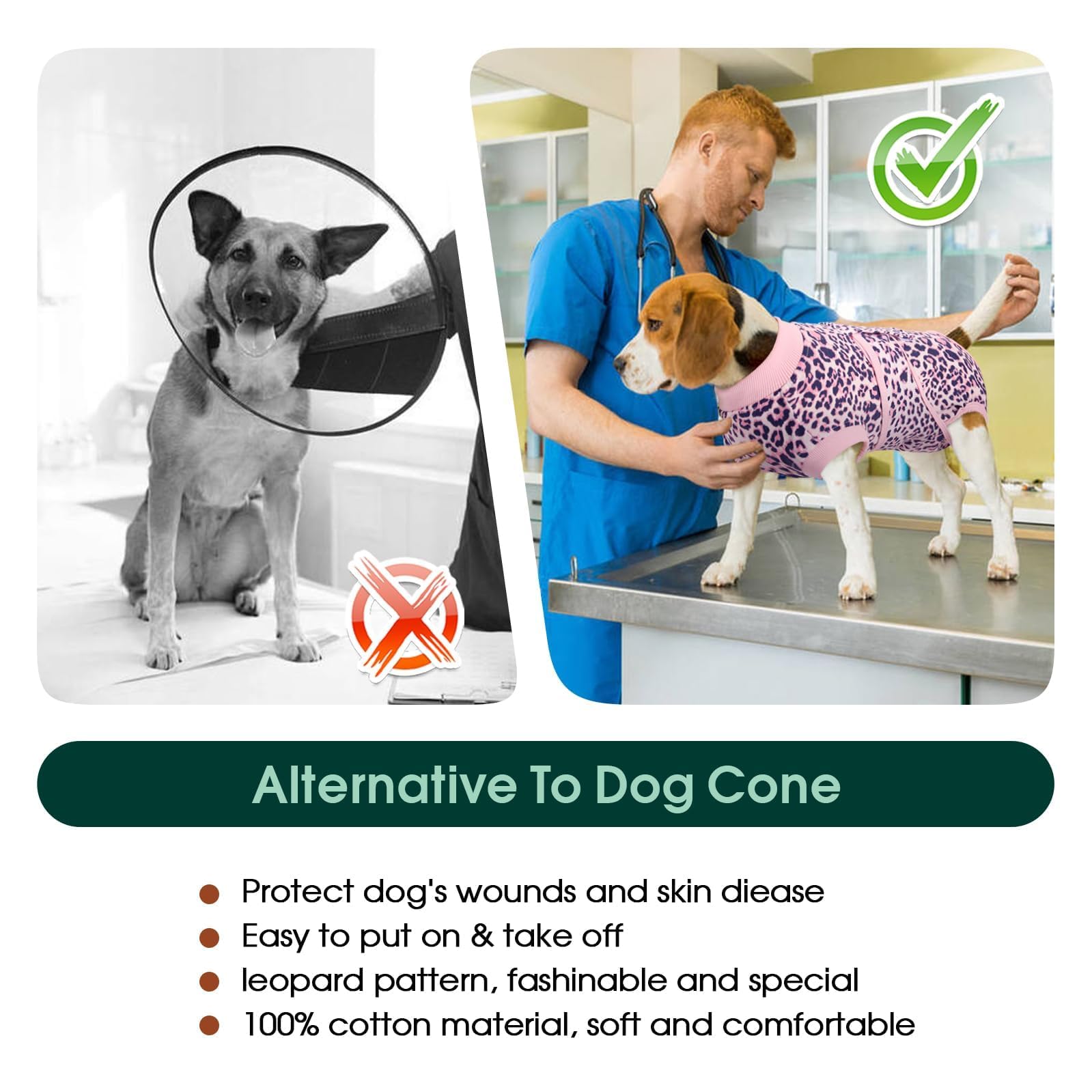 Kuoser survêtement chien rose leopard, lavage rapide et séchage rapide pour une hygiène optimale.