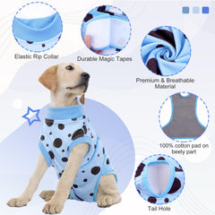 Kuoser Tissu doux et respirant Vetement Chien bleu a pois, confort optimal