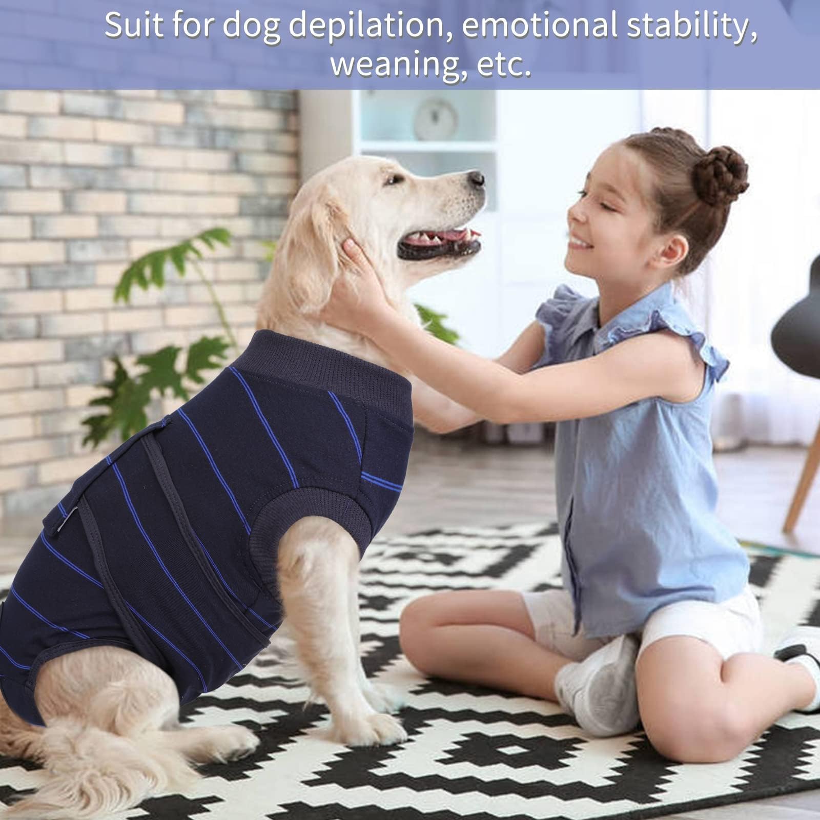 Kuoser utilisation quotidienne chien bleu rayures, pratique et polyvalente.