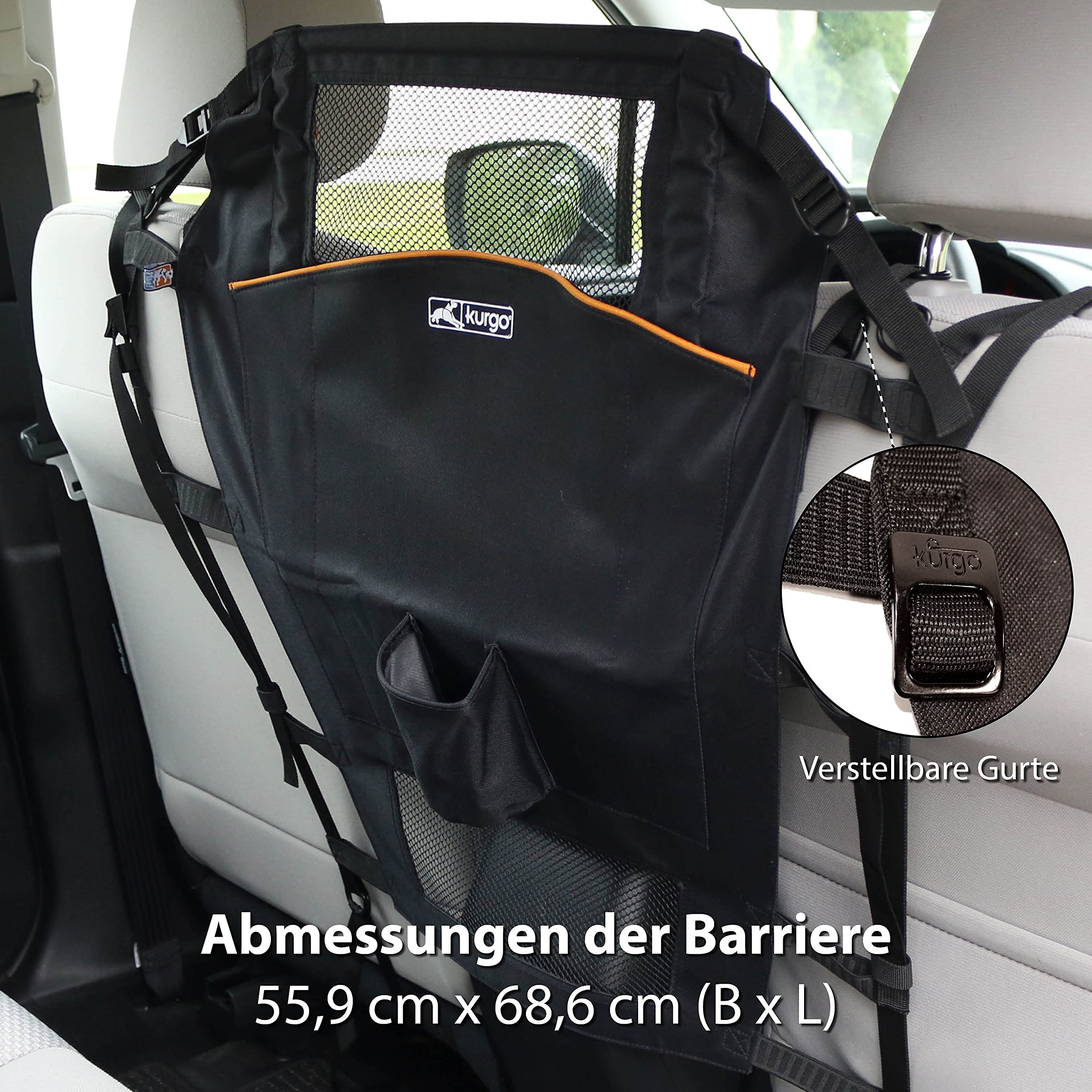 Barrière Kurgo pour banquette arrière profil bas et discrétion dans le véhicule.
