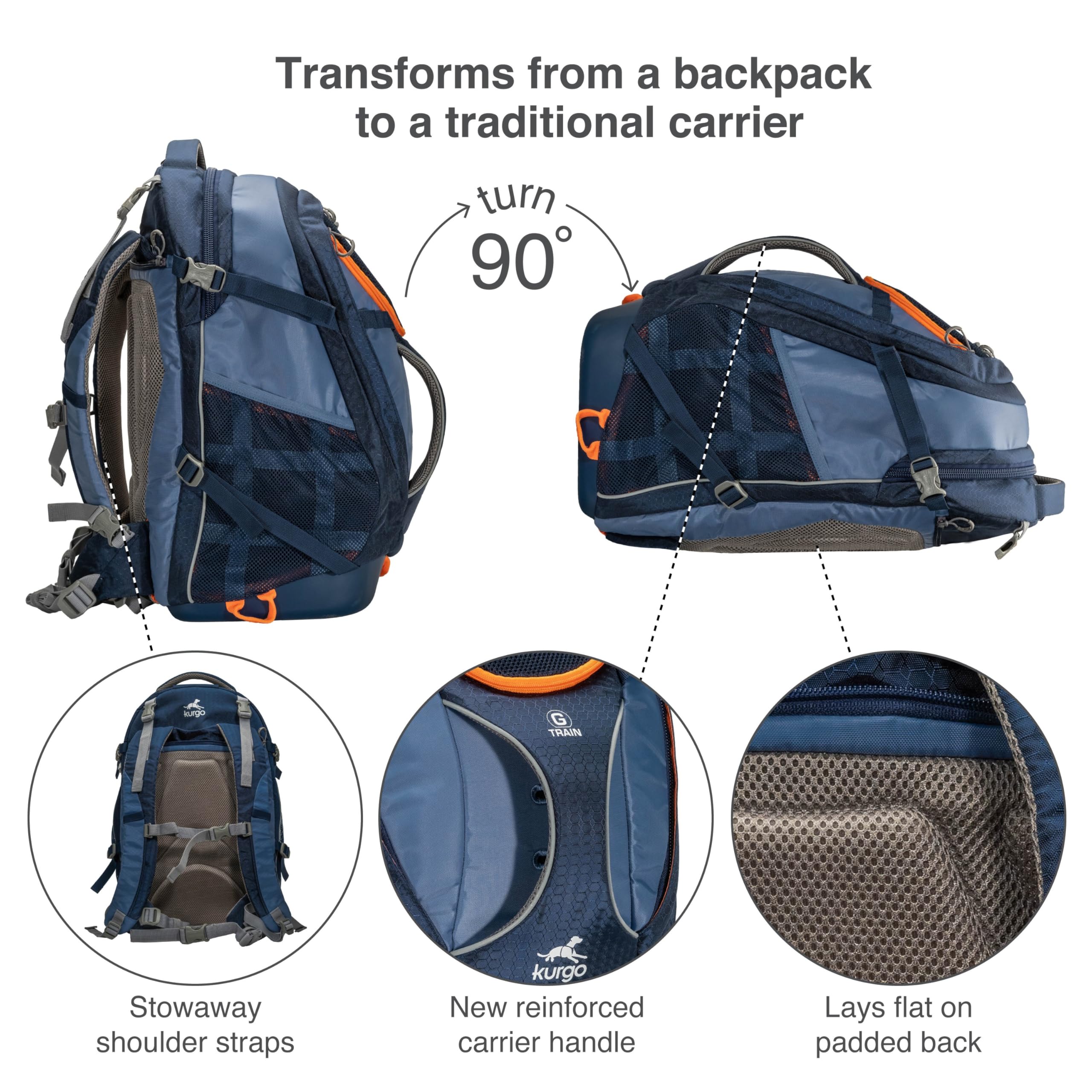 Kurgo G-Train dos ventilé et portage confortable pour longues sorties.