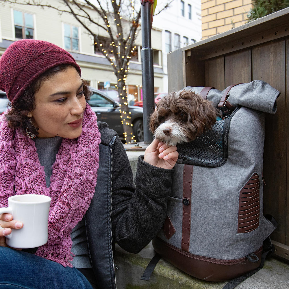 Kurgo-sac-dos-porteur-chiens-petits-roll-top-bouteille, porte-bouteille intégré pratique.