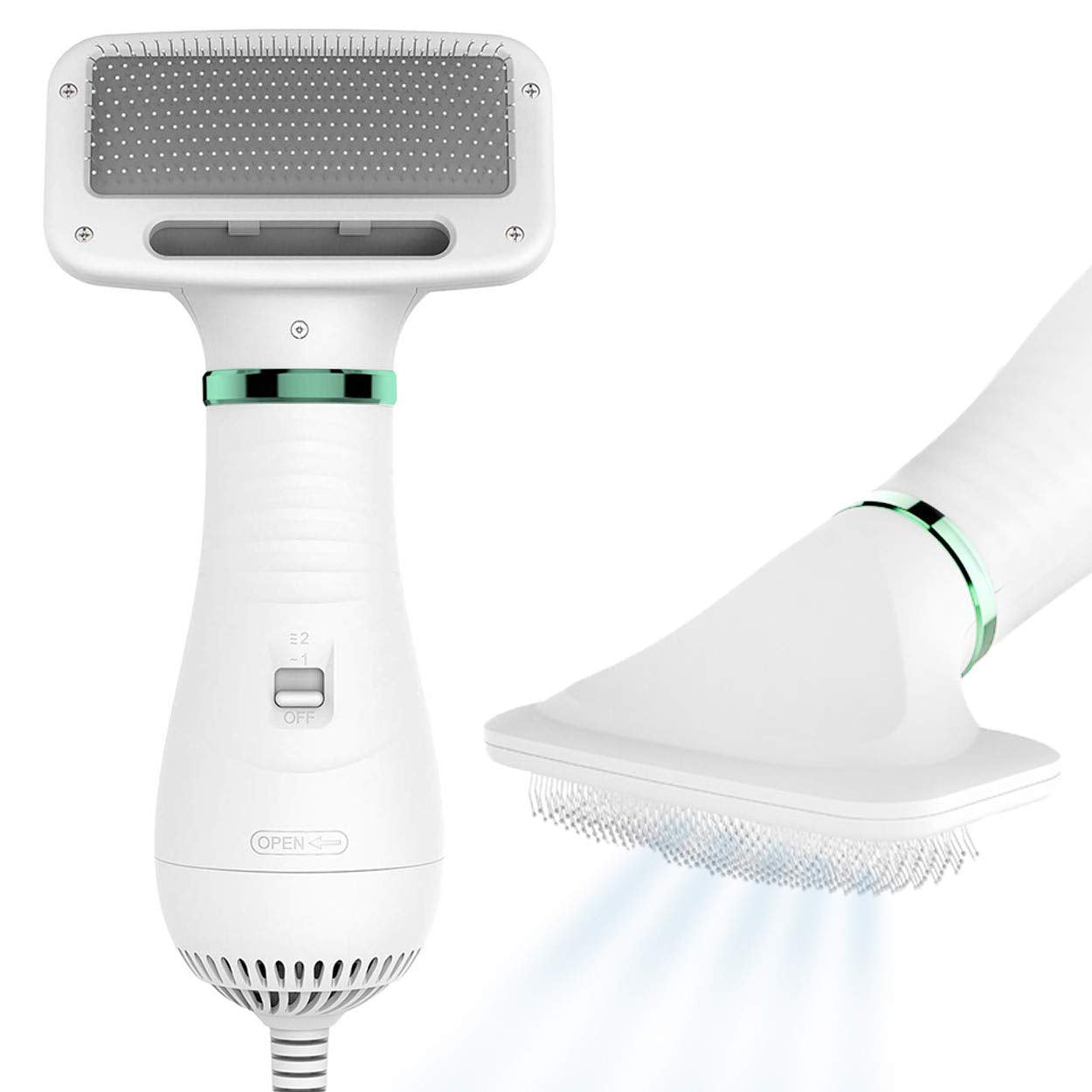 KUUBIA Sèche-poils 2 en 1 avec brosse démêlante inox — démêle et sèche en un seul geste.