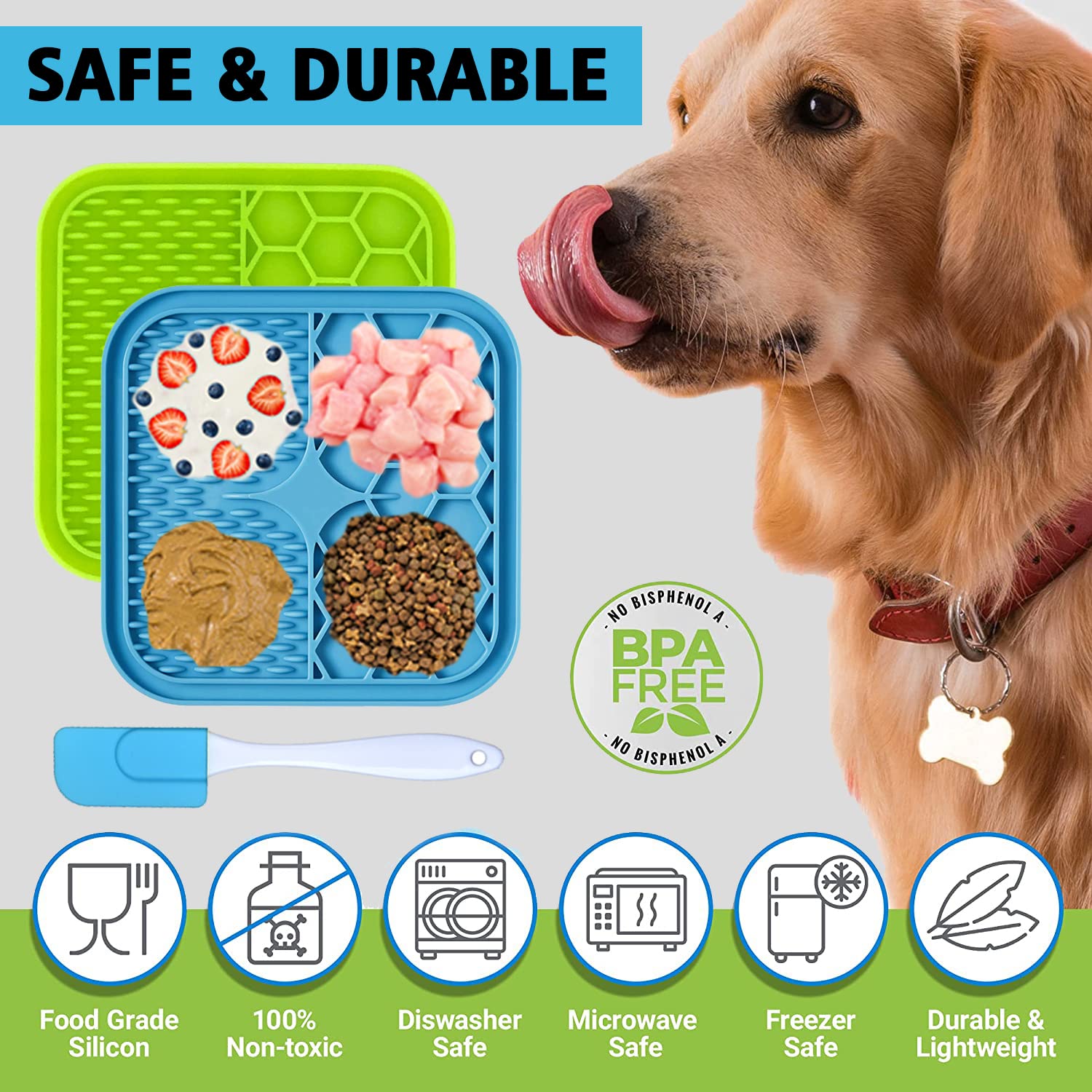 Kwispel tapis léchage silicone alimentaire sans BPA pour tous les gourmands.