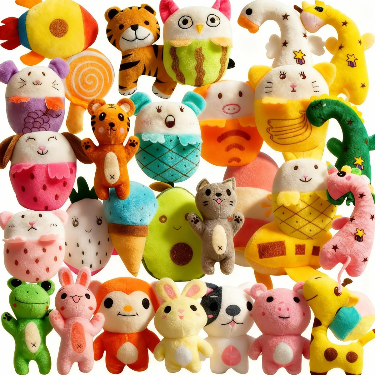 Kyatico jouets peluche avec sifflet pour chiens – ensemble coloré