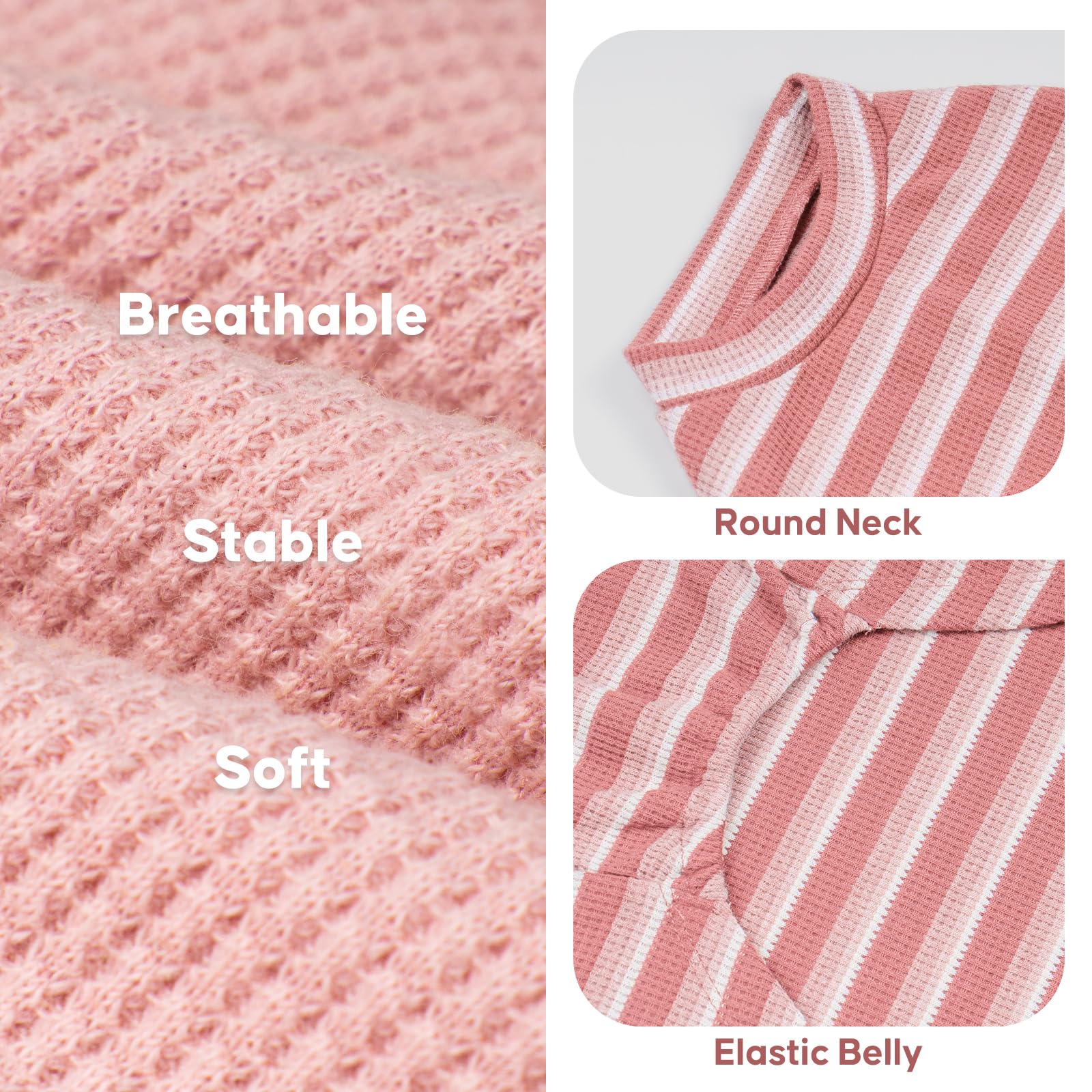 KYEESE chemise chien waffle rose sans manches, enfilage rapide et liberté de mouvement