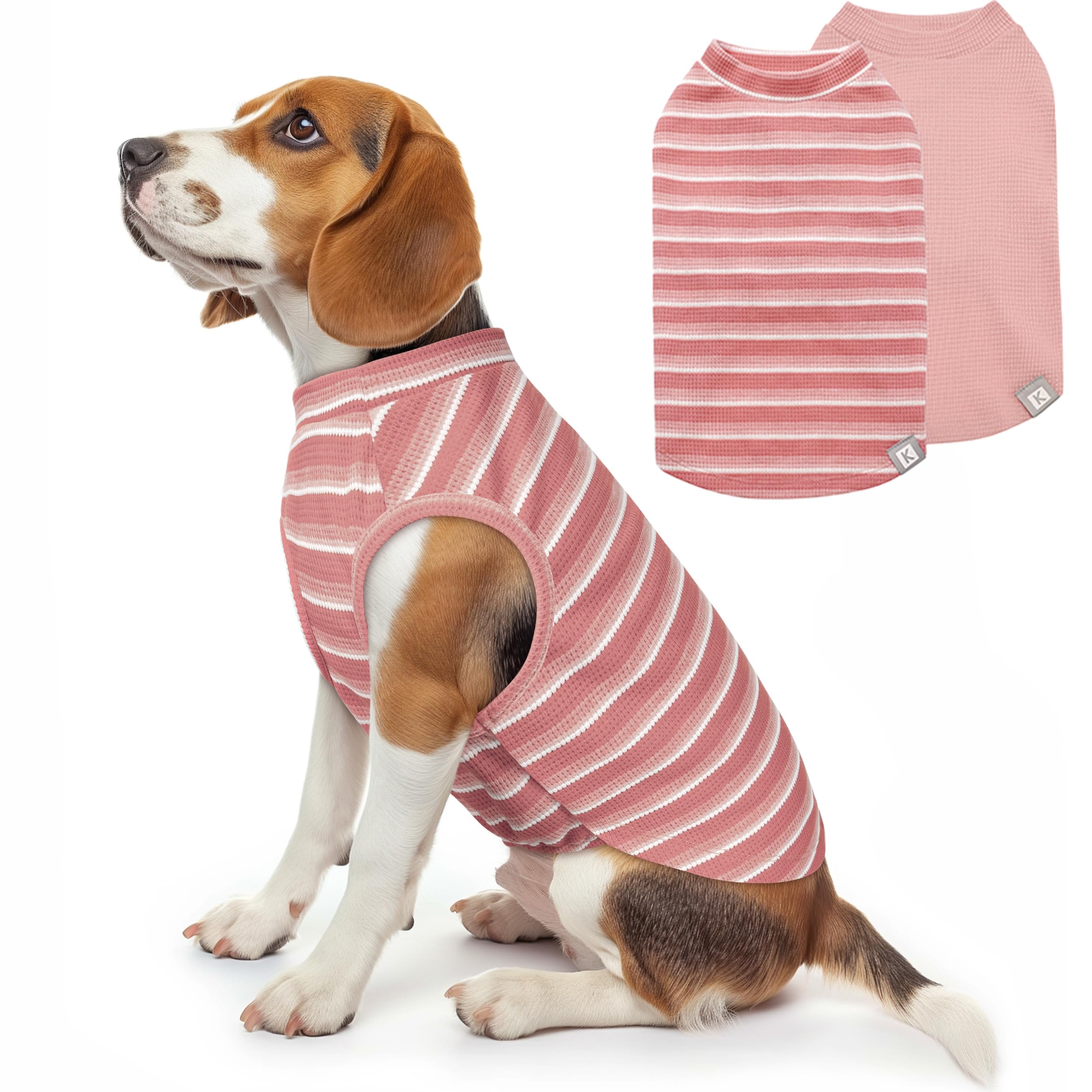 KYEESE chemise chien waffle rose avant, confort léger et respirant pour chien actif