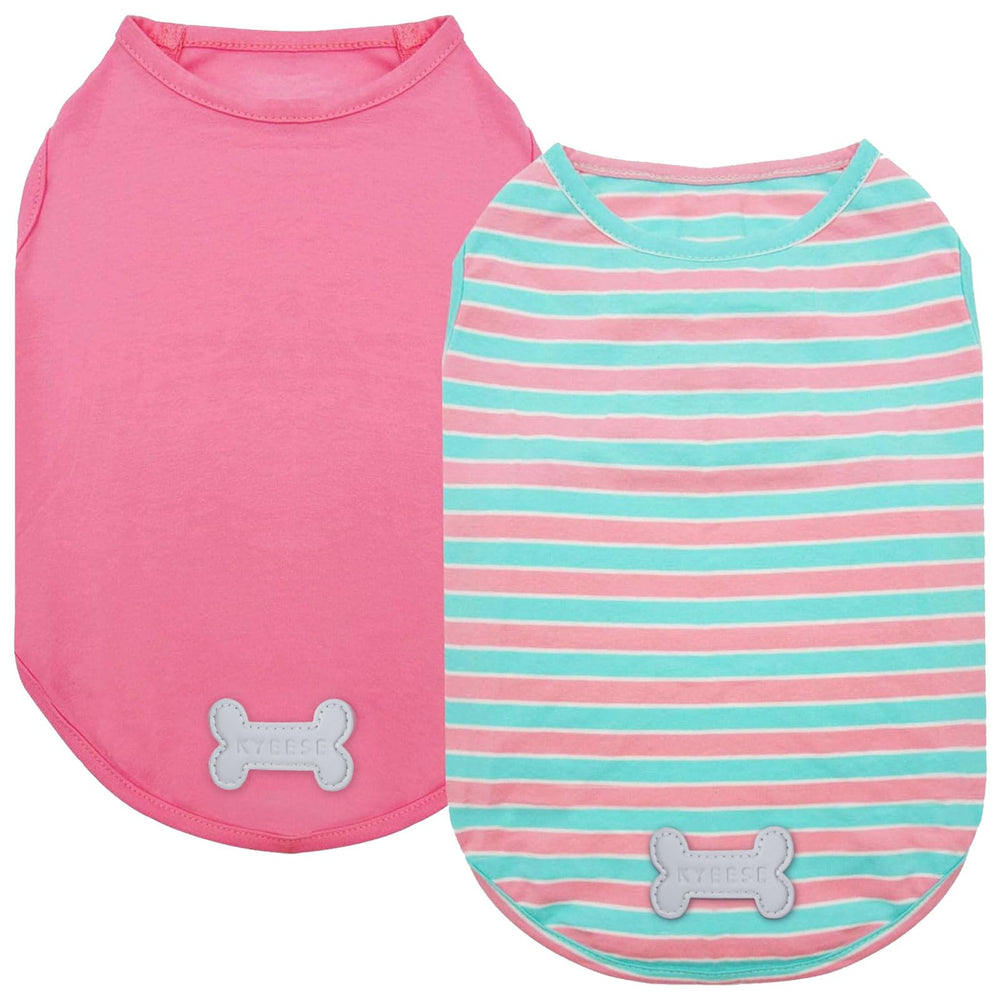 KYEESE chien-shirt rayures rose: tenue légère et confortable pour sorties quotidiennes.