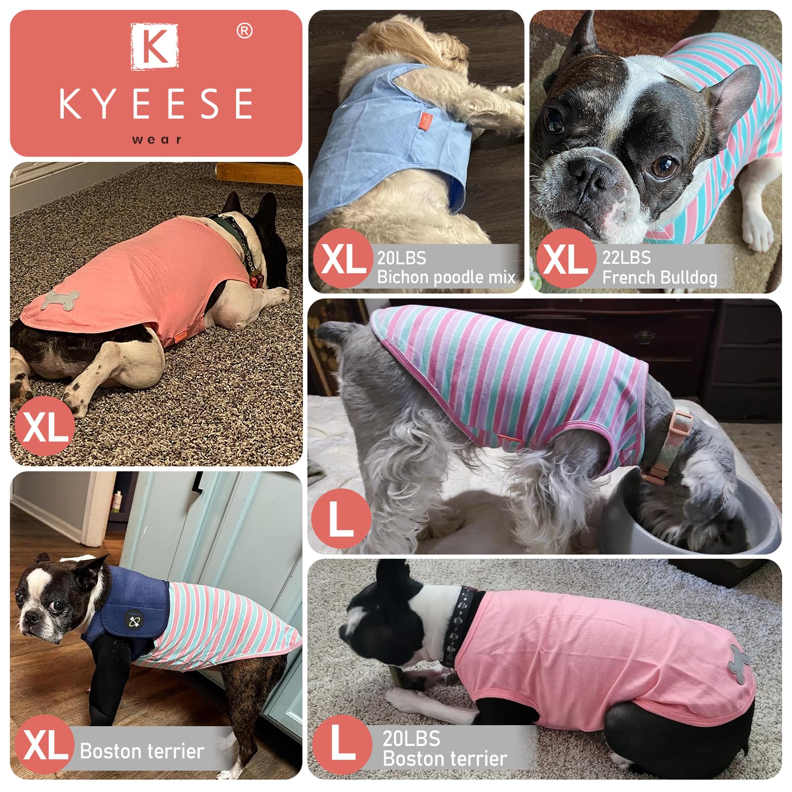 KYEESE tenue chien pour intérieur et extérieur, liberté de mouvement.