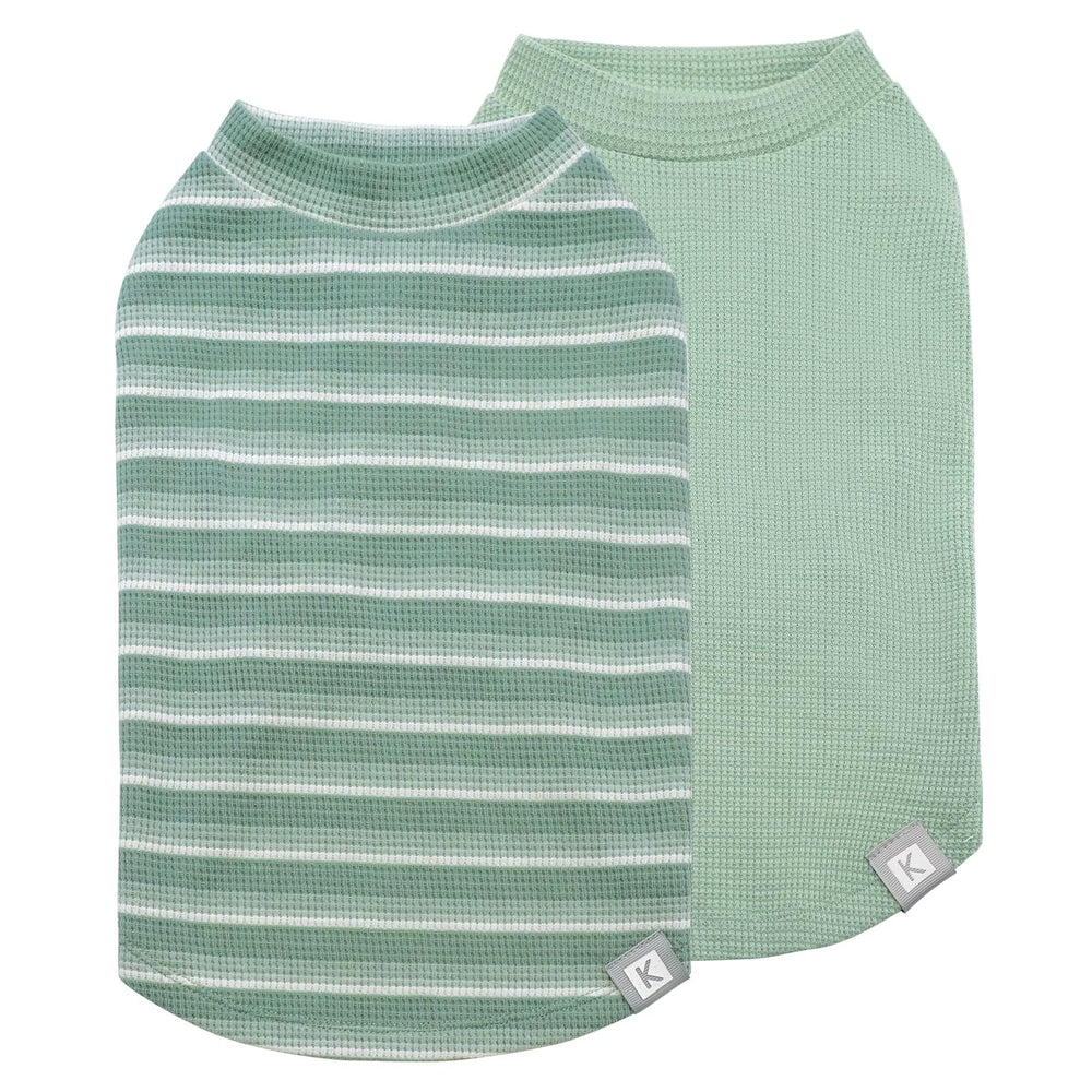KYEESE ensemble deux t-shirts chien gaufre vert – confort doux et respirant