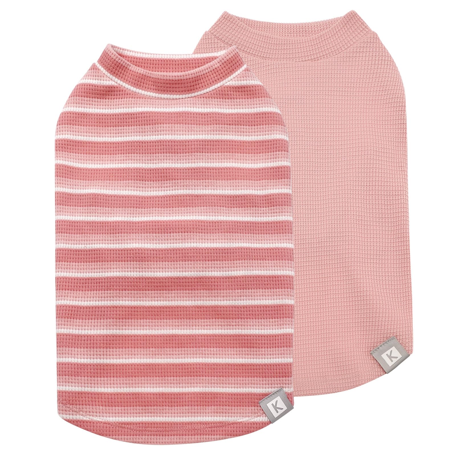 KYEESE t-shirt chien waffle rose, douceur et respiration pour promenades quotidiennes.