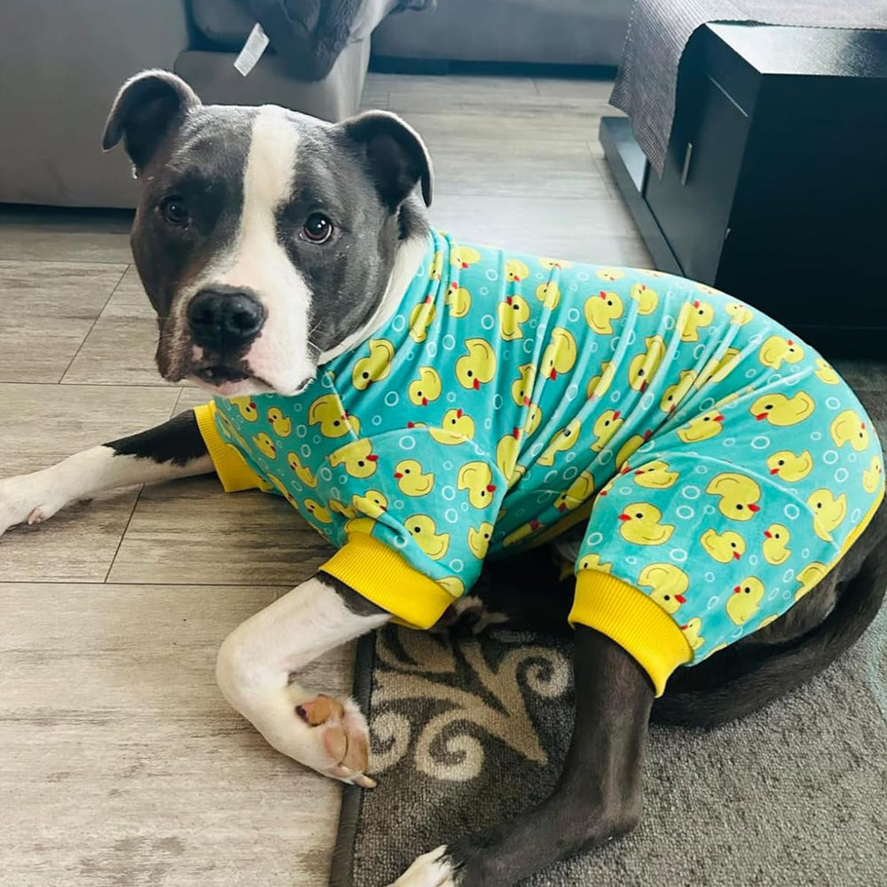 KYEESE pyjama chien velours canard jaune, design durable et pratique.