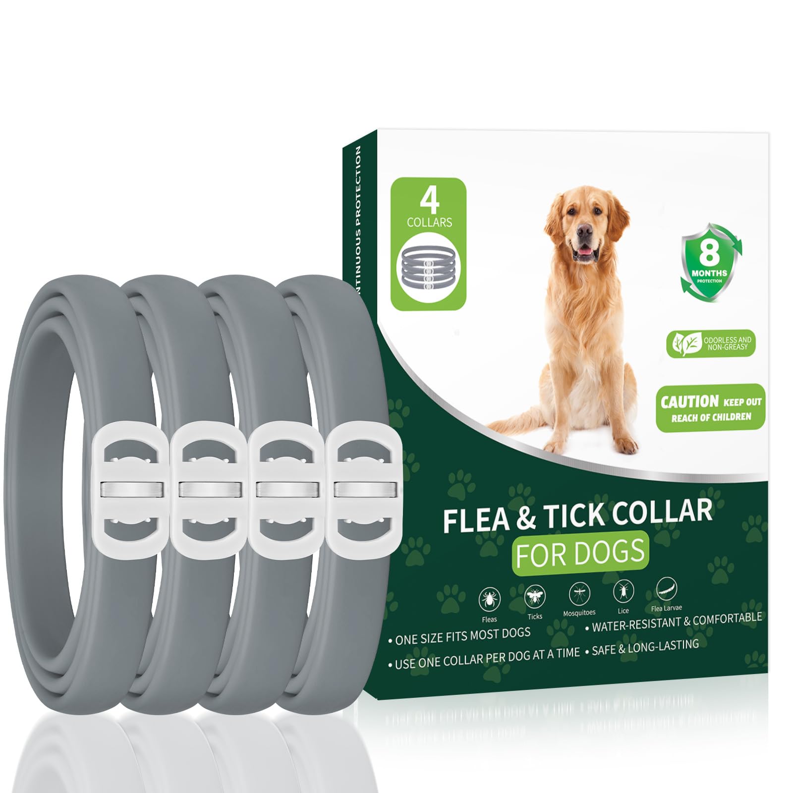 KYGNE collier anti-puces et tiques pour chien en extérieur, protection durable lors des sorties