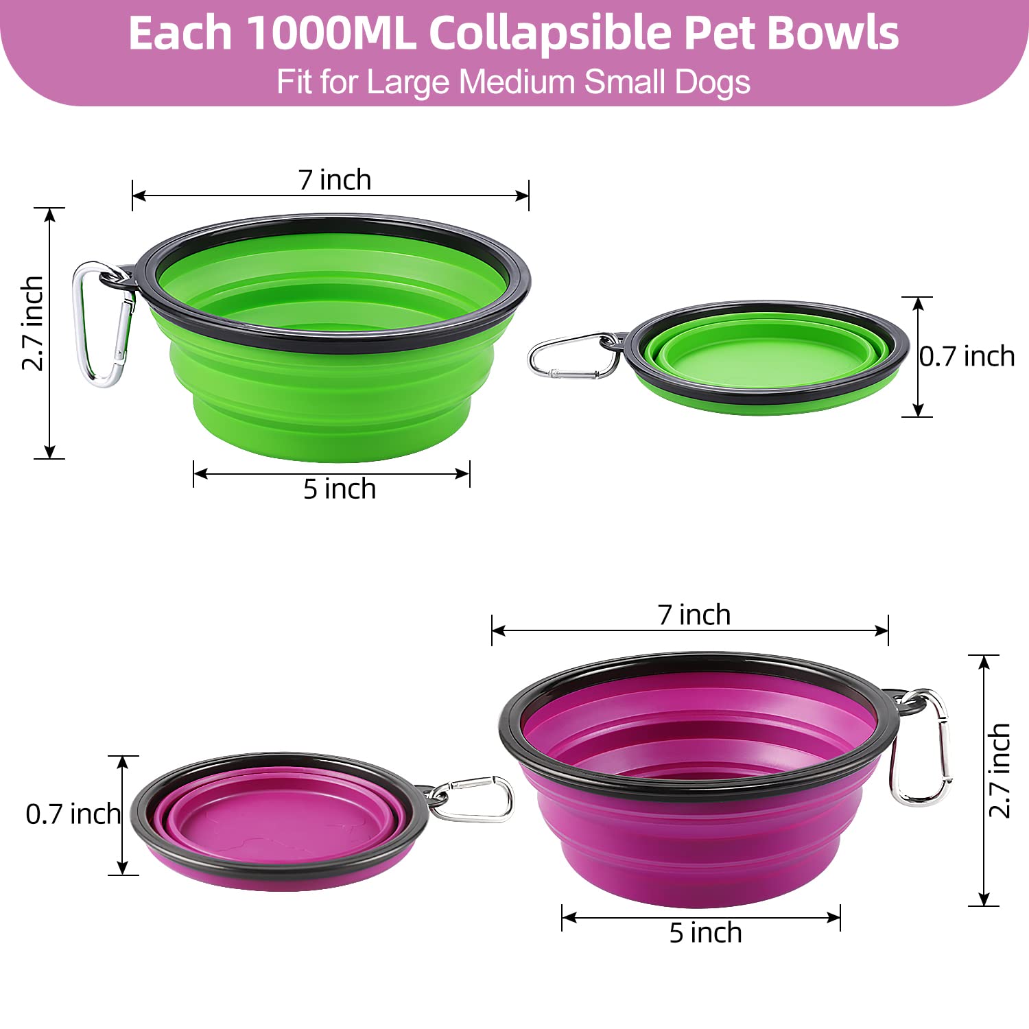 Bol pliable Kytely ouvert et compact pour transport pratique.