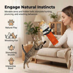 KYWYOYOU Karate Kitty Puppet : bras mobiles et clochettes stimulent la chasse.