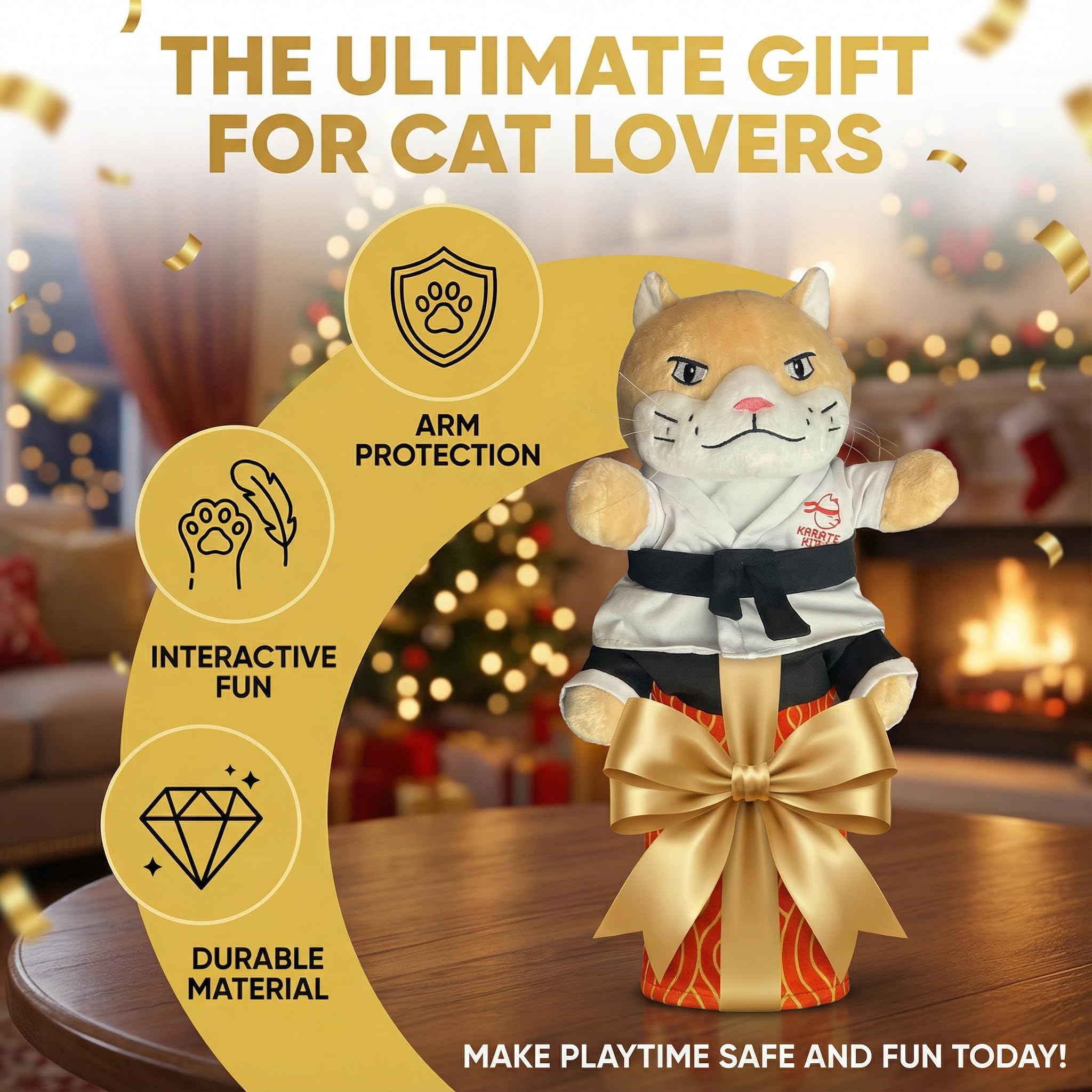 KYWYOYOU Karate Kitty Puppet : coutures renforcées et rembourrage durable.