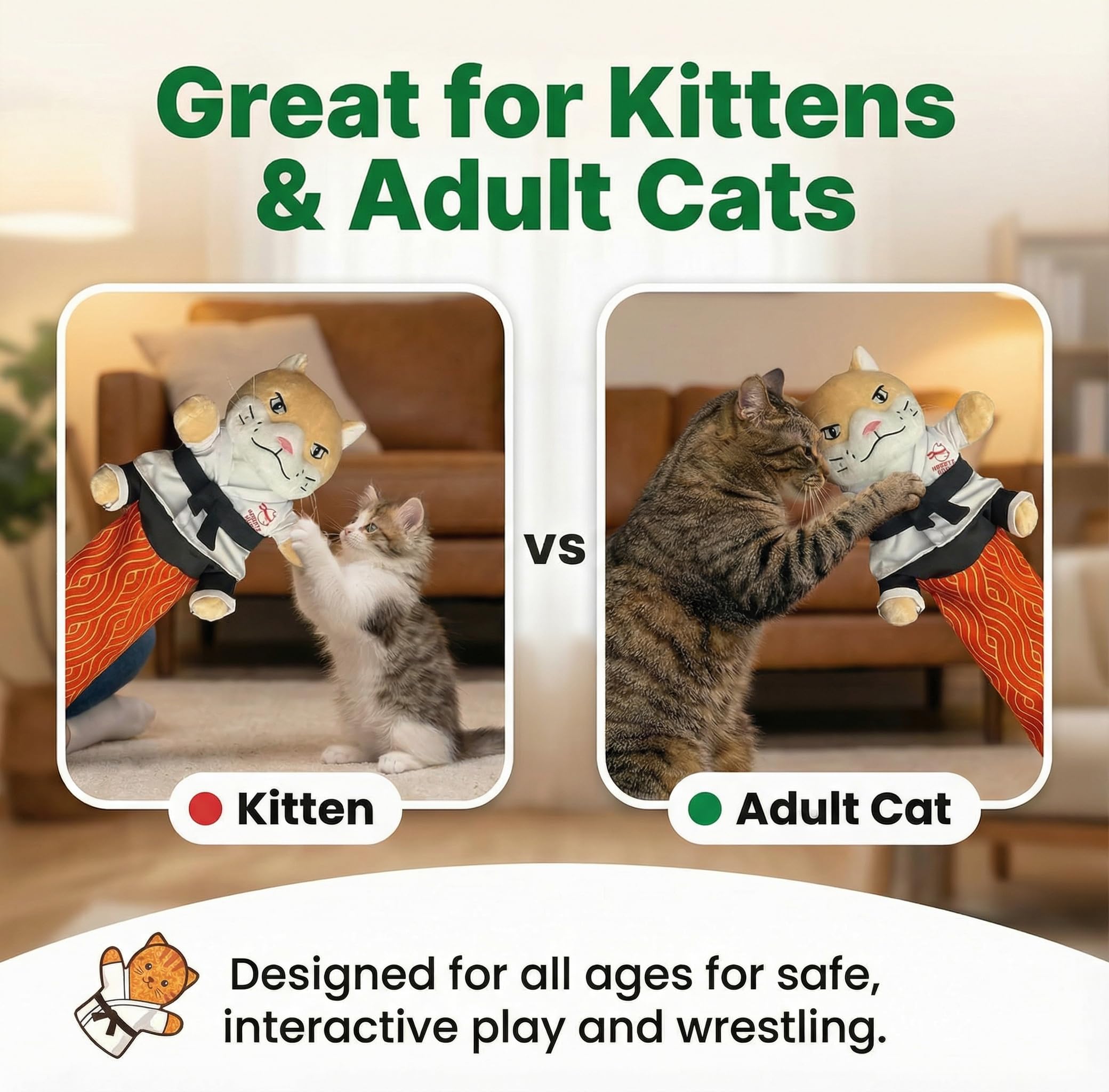 KYWYOYOU Karate Kitty Puppet : design vivant qui attire l’attention du chat.