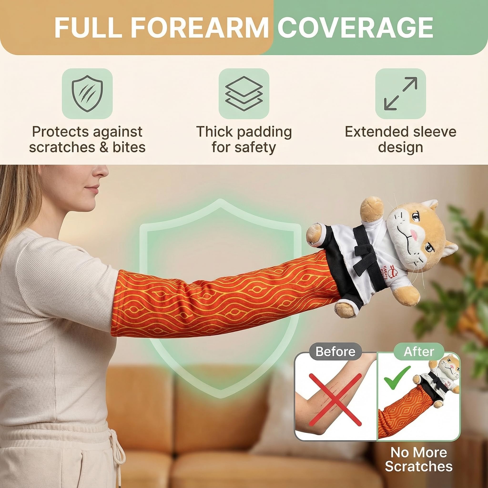KYWYOYOU Karate Kitty Puppet : tissu doux et durable pour sessions répétées.